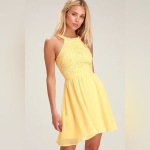 Lulu’s Yellow Lace Skater Dress